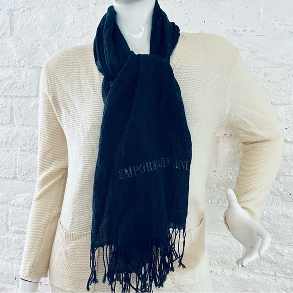 Emporio Armani laine Unisex scarf dark gray - Picture 7 of 7